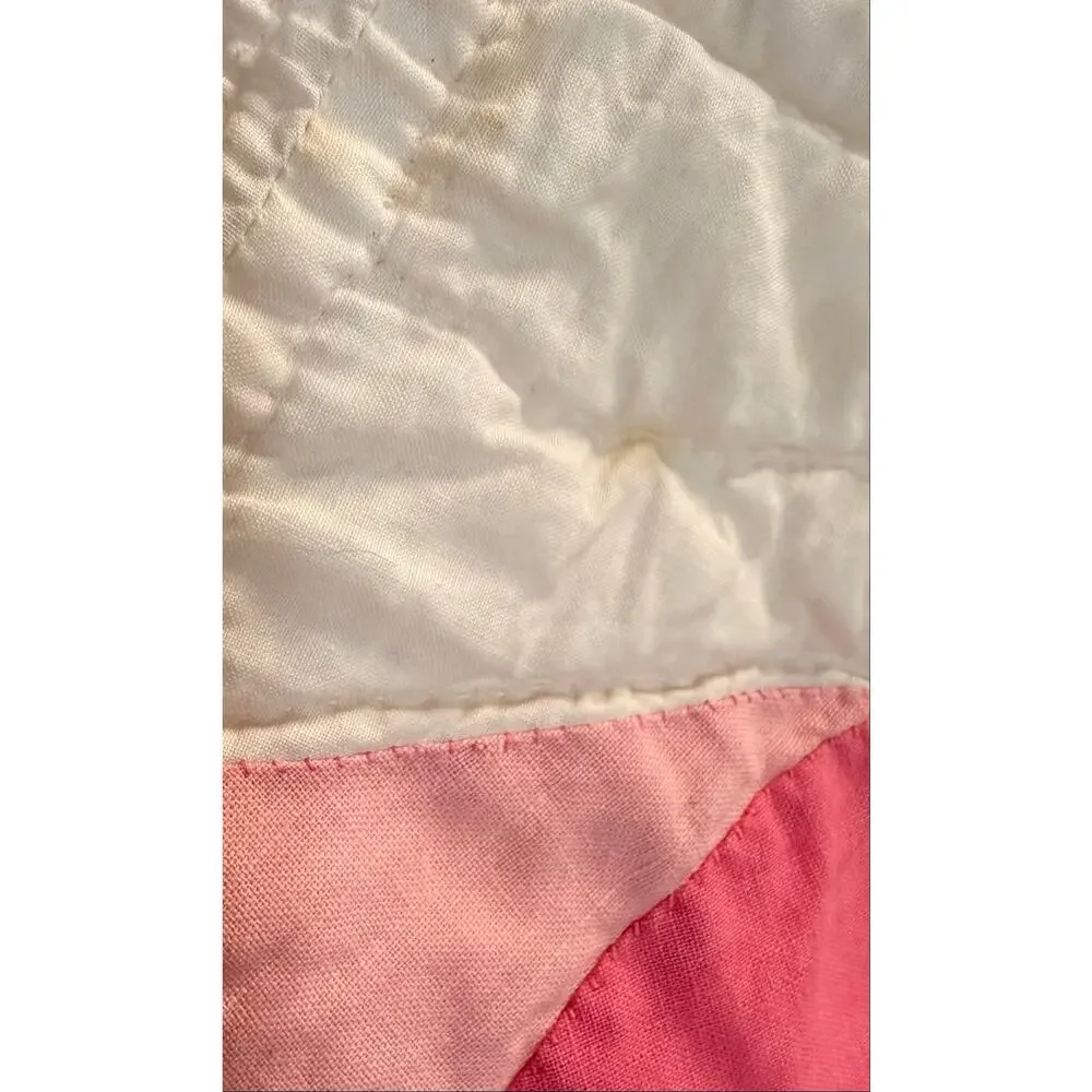 Vintage Handmade Hand Sewn Quilt Pink Floral Applique Cottagecore Romantic